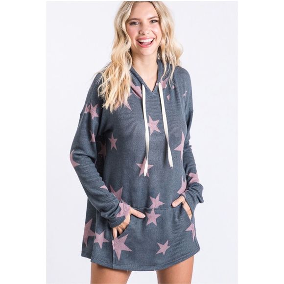 🆕Star print oversized hooded pullover - Picture 8 of 16